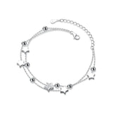 925 Silver Double Layer Zircon Charm Bracelet for Women