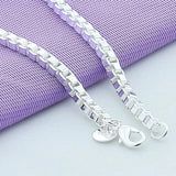 925 Silver Box Chain Bracelet 4mm for Women Men