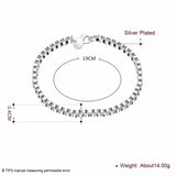 925 Silver Box Chain Bracelet 4mm for Women Men