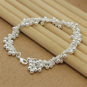 925 Silver Bracelet Grape Pearl Beads Women Party Charm Gift