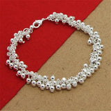 925 Silver Bracelet Grape Pearl Beads Women Party Charm Gift