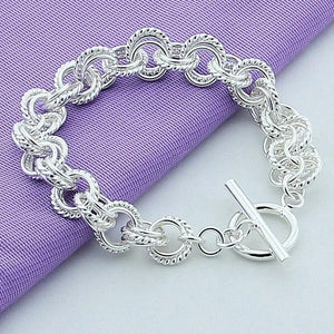 Silver 925 Round Circles Bracelets & Bangles Women Charm Jewelry