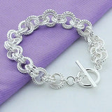Silver 925 Round Circles Bracelets & Bangles Women Charm Jewelry