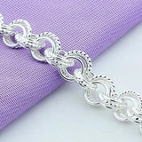 Silver 925 Round Circles Bracelets & Bangles Women Charm Jewelry