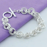 Silver 925 Round Circles Bracelets & Bangles Women Charm Jewelry