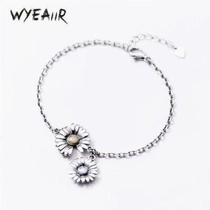 925 Silver Chrysanthemum Sunflower Bracelet