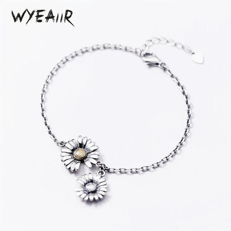 925 Silver Chrysanthemum Sunflower Bracelet