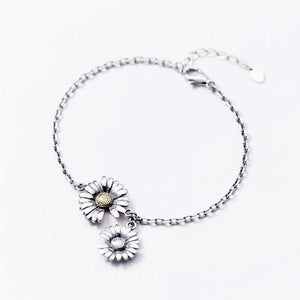 925 Silver Chrysanthemum Sunflower Bracelet