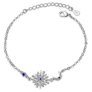 925 Silver Star Moon Zircon Bracelet Women Party Anniversary Fine Jewelry