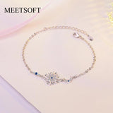 925 Silver Star Moon Zircon Bracelet Women Party Anniversary Fine Jewelry