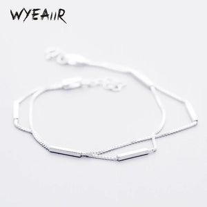 925 Silver Double Layer Geom Bracelet