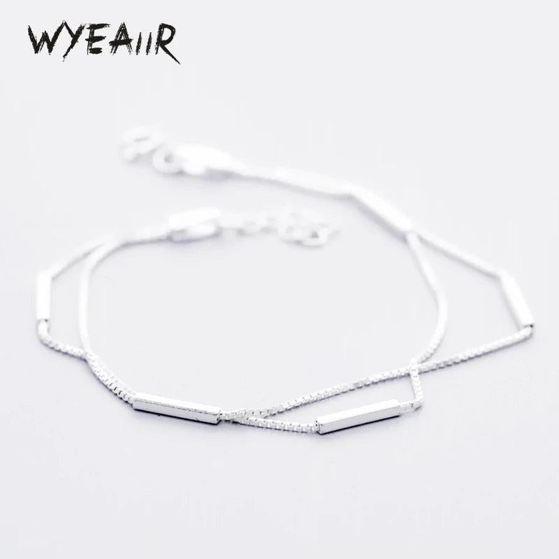 925 Silver Double Layer Geom Bracelet