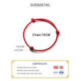 925 Sterling Silver Red Rope Flower Plant Charm Bracelet For Women