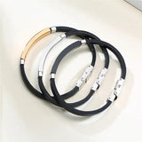 Personalized Leather Bracelet Stainless Steel Cuff Wristband