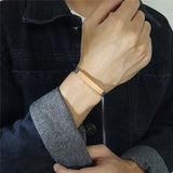 Personalized Leather Bracelet Stainless Steel Cuff Wristband