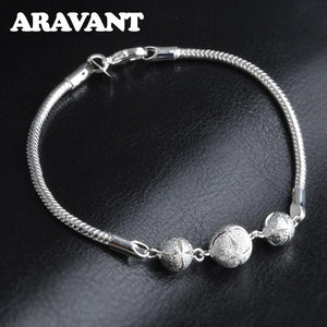 925 Silver 10MM Frosted Beads Chain Wedding Jewelry