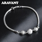925 Silver 10MM Frosted Beads Chain Wedding Jewelry