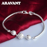 925 Silver 10MM Frosted Beads Chain Wedding Jewelry
