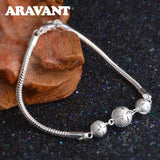 925 Silver 10MM Frosted Beads Chain Wedding Jewelry