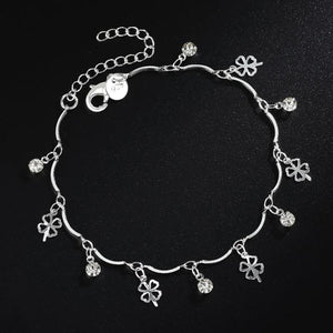 925 Silver Clover Leaf Zircon Chain Bracelet for Women