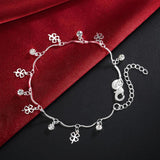 925 Silver Clover Leaf Zircon Chain Bracelet for Women Wedding Party