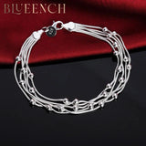925 Silver Snake Chain Bracelet Round Beads Women Retro Wedding Party Jewelry