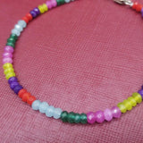 Delicate Multi-color Jade Beads Bracelet 7.5 Inch