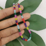 Delicate Multi-color Jade Beads Bracelet 7.5 Inch