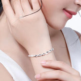 925 Sterling Silver Heart Charm Bracelet Wedding Engagement Jewelry
