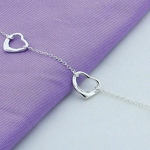 925 Silver Small Heart Chain Bracelet for Women Birthday Gift