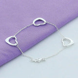 925 Silver Small Heart Chain Bracelet for Women Birthday Gift
