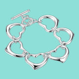 925 Silver Heart Hollow Bracelet for Women