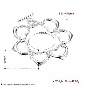 925 Silver Heart Hollow Bracelet for Women