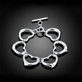 925 Silver Heart Hollow Bracelet for Women