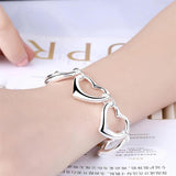 925 Silver Heart Hollow Bracelet for Women