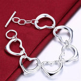 925 Silver Heart Hollow Bracelet for Women