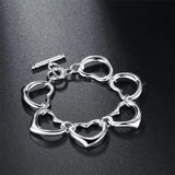 925 Silver Heart Hollow Bracelet for Women