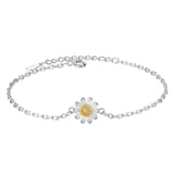 S925 Silver Bracelet Sunflower Small Daisies Chrysanthemum Jewelry