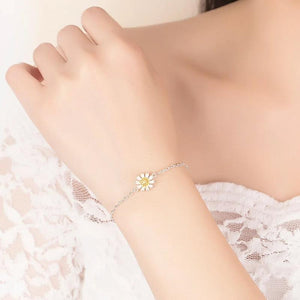 S925 Silver Bracelet Sunflower Small Daisies Chrysanthemum Jewelry