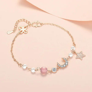 925 Silver Bracelets for Women Crystal Beads Pearl Moon&Star