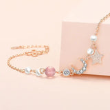 925 Silver Bracelets for Women Crystal Beads Pearl Moon&Star
