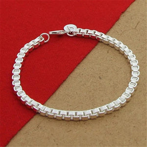 925 Silver 4MM Square Bracelet 8 Inch for Women & Men