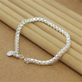 925 Silver 4MM Square Bracelet 8 Inch for Women & Men