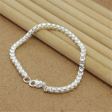 925 Silver 4MM Square Bracelet 8 Inch for Women & Men