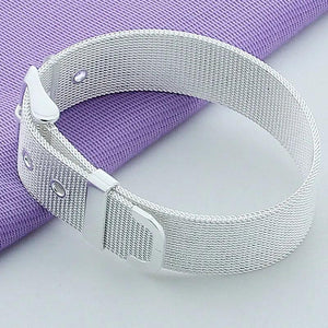 925 Silver Bracelet 10/12/14MM Wrist Strap Bracelet for Women Men
