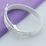 925 Silver Bracelet 10/12/14MM Wrist Strap Bracelet for Women Men