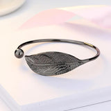 Adjustable Leaf Charm Open Bracelet, Gift Jewelry Wholesale