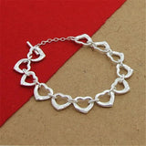 925 Silver Heart Chain Bracelet For Woman Party Charm Jewelry