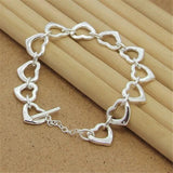 925 Silver Heart Chain Bracelet For Woman Party Charm Jewelry