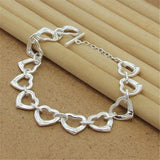 925 Silver Heart Chain Bracelet For Woman Party Charm Jewelry